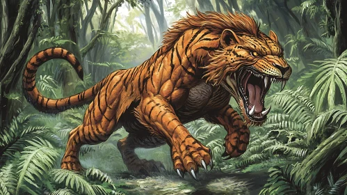Angry Tiger in the Forest