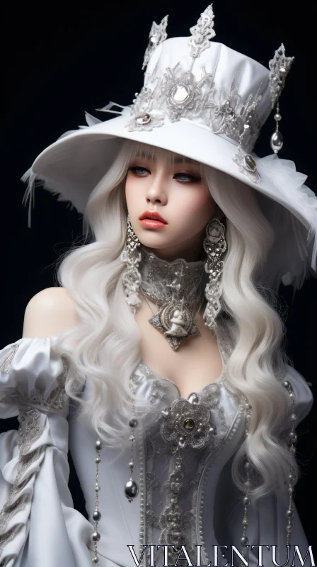 Captivating Realistic Art: Enchanting Woman with Crown and Hair Clips AI Image