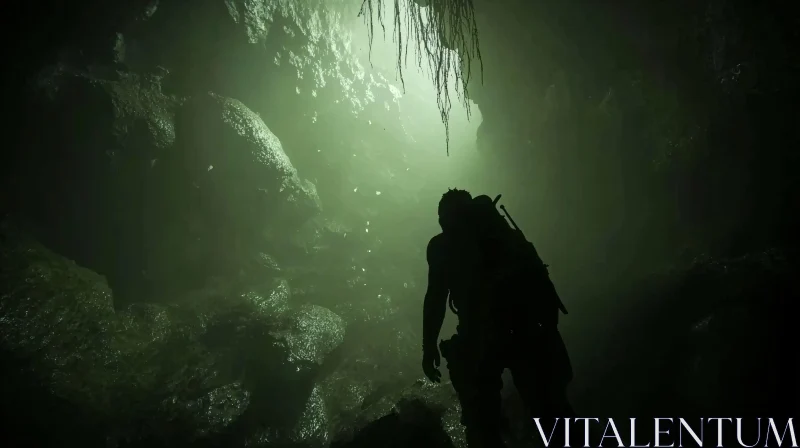 Mysterious Cave Silhouette AI Image