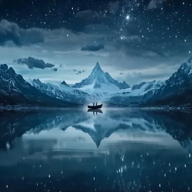 Starlit Mountain Lake Reflection