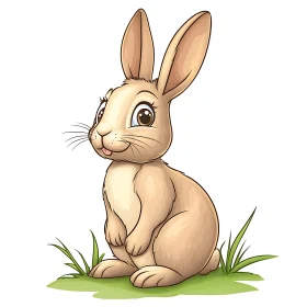 Cartoon Bunny on Green Grass
