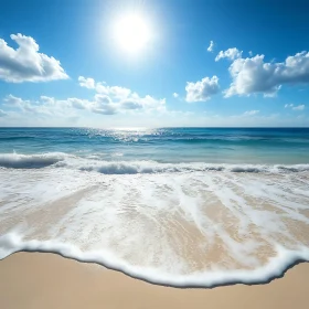 Peaceful Beach Scene with Waves