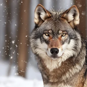 Majestic Wolf in Winter Wonderland