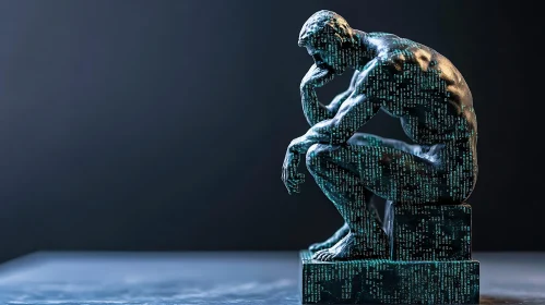 Code Covered Thinker Digital Art