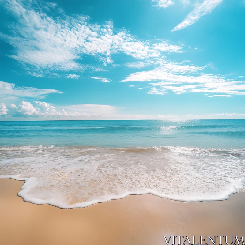 AI ART Peaceful Seascape with Waves and Sand