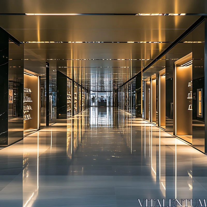 Sleek Hallway Design with Polished Finishes AI Image