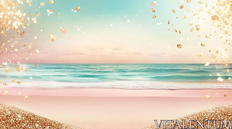 Glittering Seascape in Pastel Colors AI Image