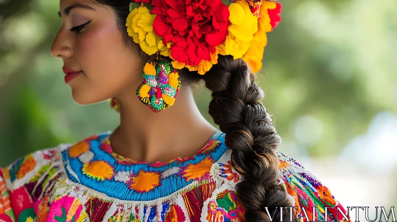 AI ART Colorful Portrait of a Woman with Flowers