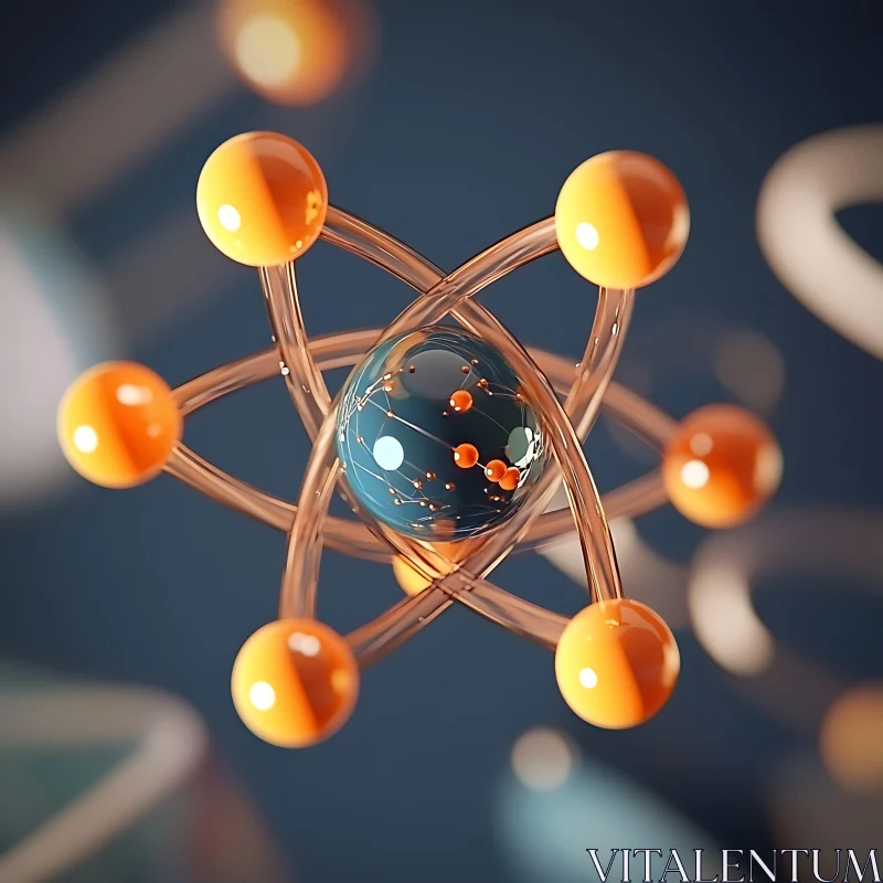 Modern Abstract Atom Illustration AI Image