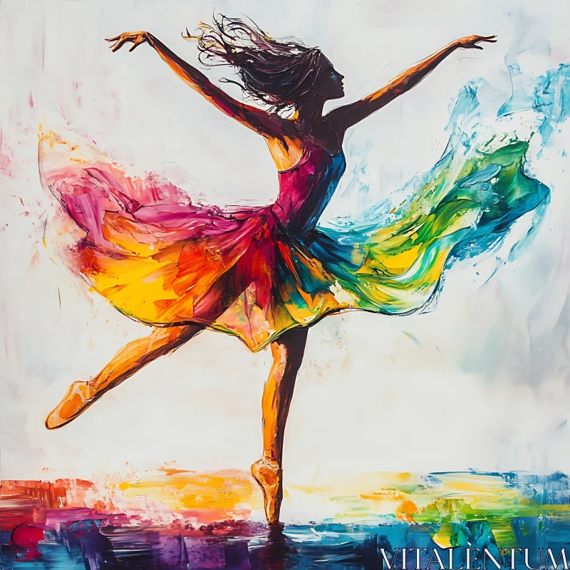 Colorful Ballet Woman Figure Painting AI Image