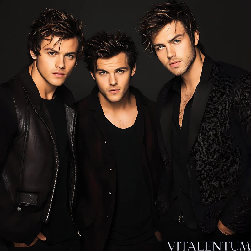 Three Men Fashion Portrait AI Image