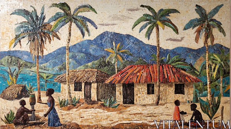 Tropical Mosaic Landscape AI Image