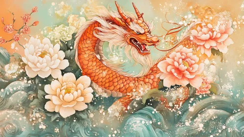 Floral Dragon Watercolor Painting