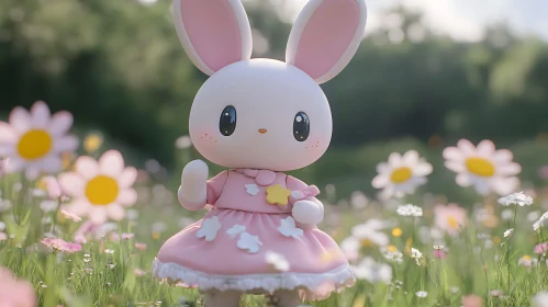 Bunny Doll Among Daisies