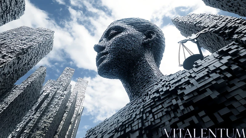 Abstract Justice Sculpture with Scales AI Image