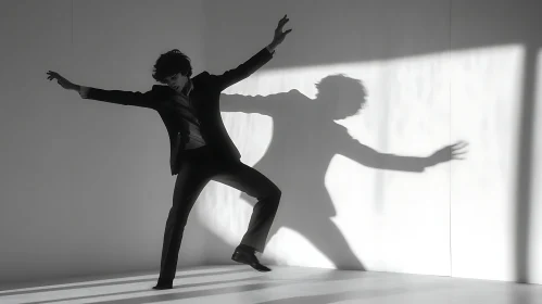 Shadow Dance: A Man's Silhouette in Motion