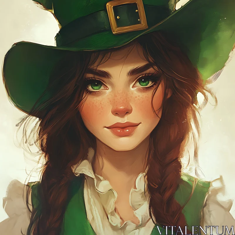 AI ART Festive Green Portrait