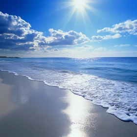 Coastal Sunlight Reflection on Sandy Beach