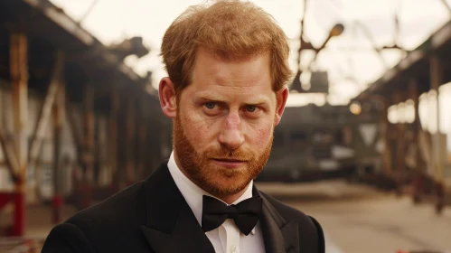 Prince Harry Portrait in Black Tuxedo