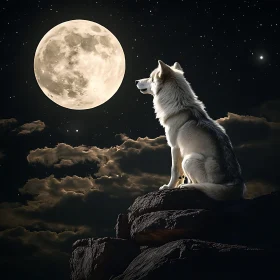 Lone Wolf Under Moonlight