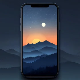 Layered Mountains at Sunset Digital Art