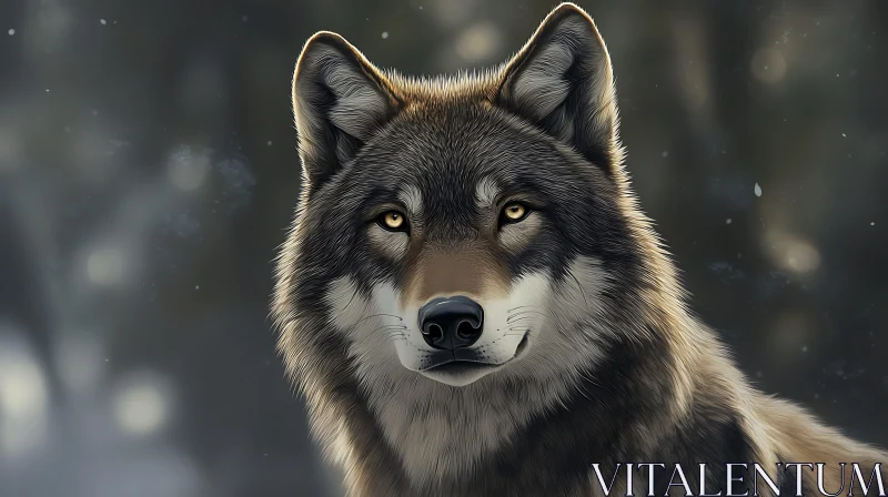 Wolf Gaze, Wild Animal Close-Up AI Image