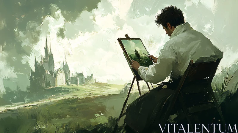 En Plein Air: An Artist's Castle Vision AI Image