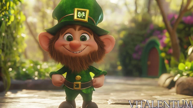 Whimsical Leprechaun Cartoon Character AI Image