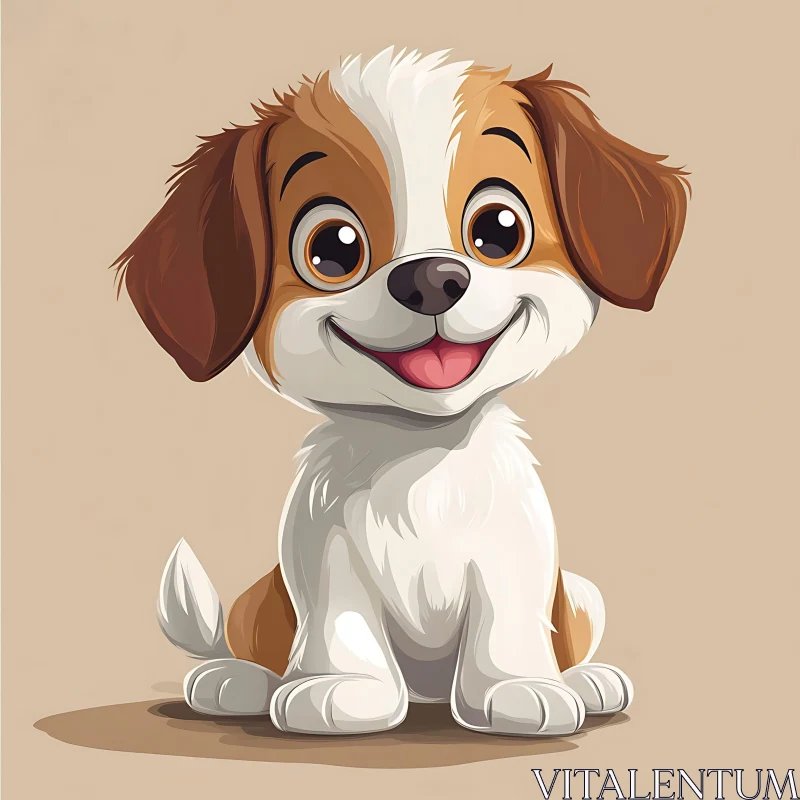 Happy Cartoon Dog Illustration AI Image