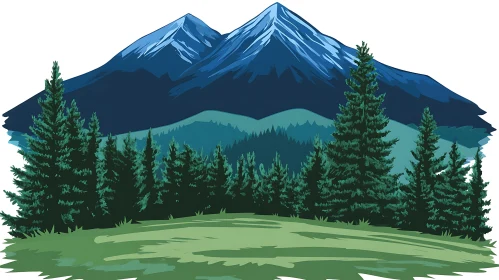 Scenic Mountain View with Green Trees
