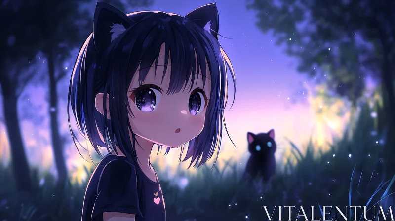 AI ART Mystical Anime Girl At Twilight