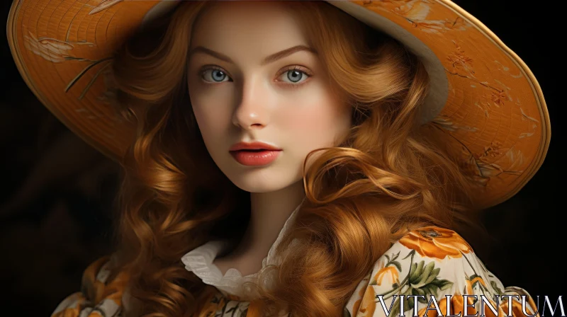 Detailed Portrait of a Girl with a Large Hat AI Image