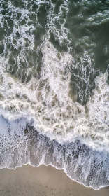 Ocean Waves and Sandy Shoreline from Above