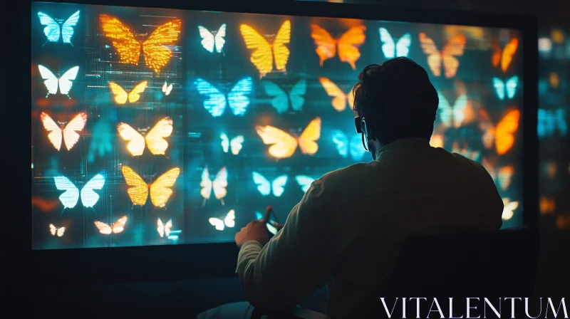 AI ART Man Immersed in Butterfly VR Experience