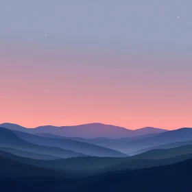 Pastel Mountain Landscape at Twilight