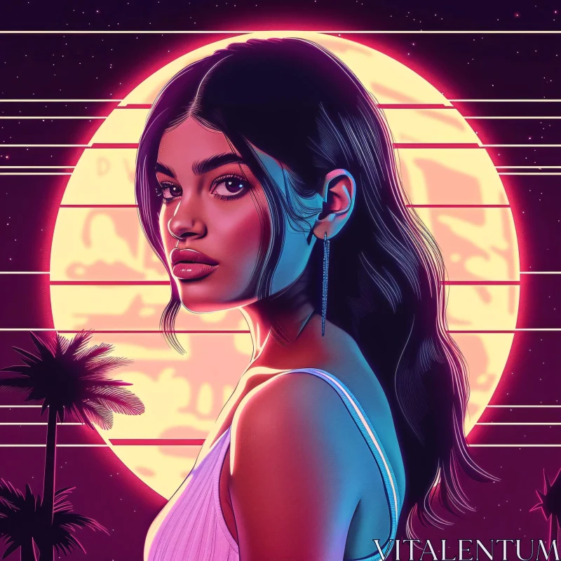 AI ART Vibrant Kylie Jenner Neon Portrait