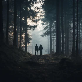 Mystical Forest Silhouettes at Twilight