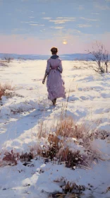 Solitary Figure in Snowy Landscape