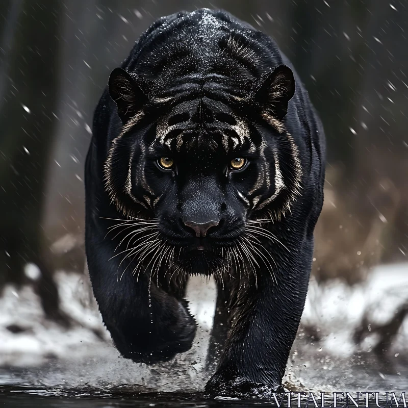 Striking Image of a Black Tiger AI Image