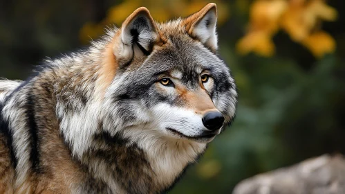 Detailed Wolf Face Close-Up