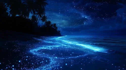 Glowing Waves at Night