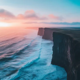 Ocean Cliffs Sunset Pastel Sky