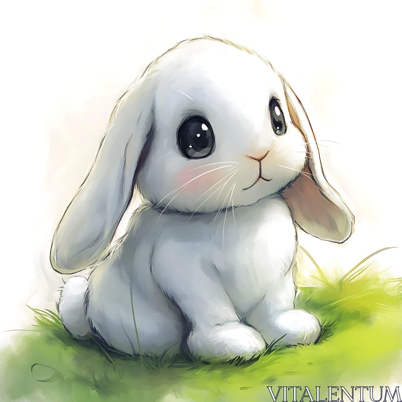 Charming Bunny on Green Grass AI Image