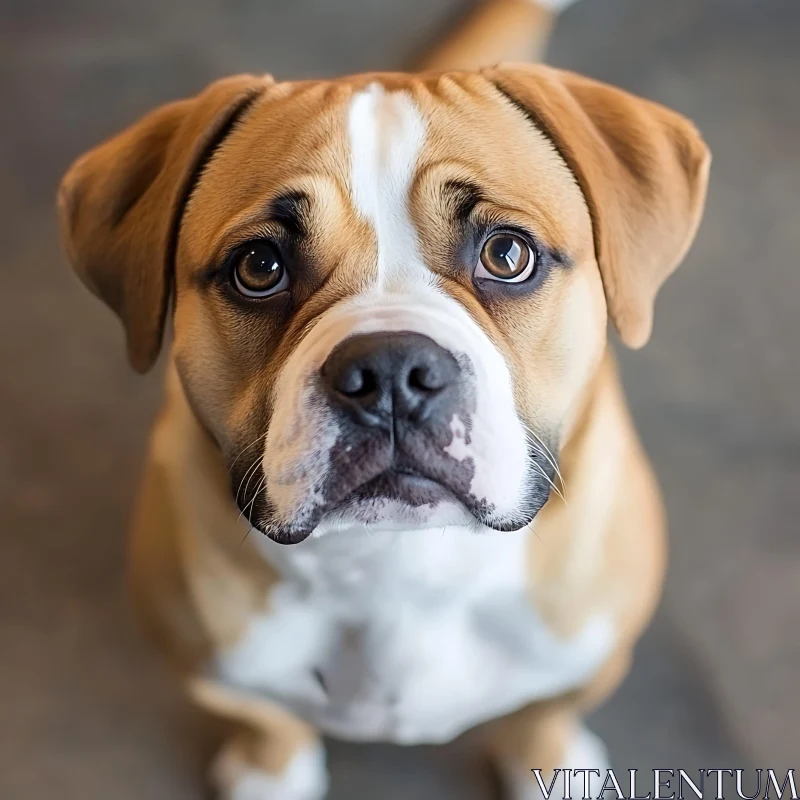 Cute Puppy Close-Up with Focused Gaze AI Image