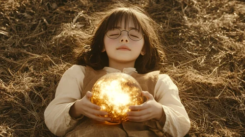 Mystical Child with a Golden Sphere