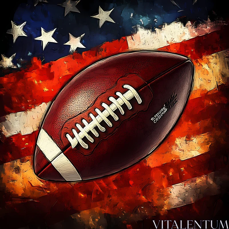 American Football with USA Flag Art AI Image