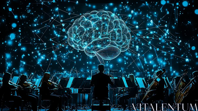 AI ART Glowing Brain Orchestra Performance