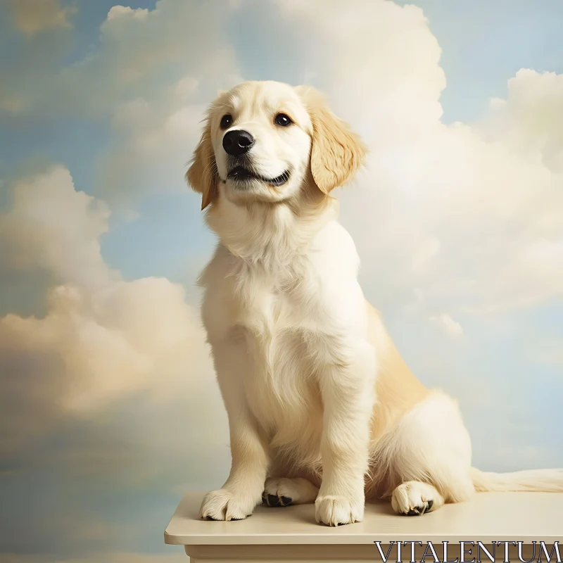 Adorable Golden Retriever Puppy Portrait AI Image