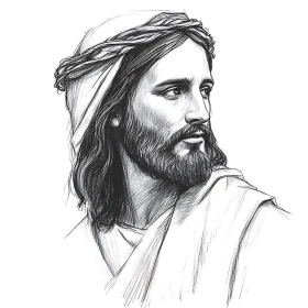 Monochrome Jesus Art with Crown