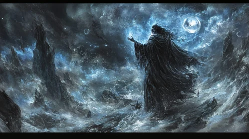 Mystic Figure in Stormy Landscape Art